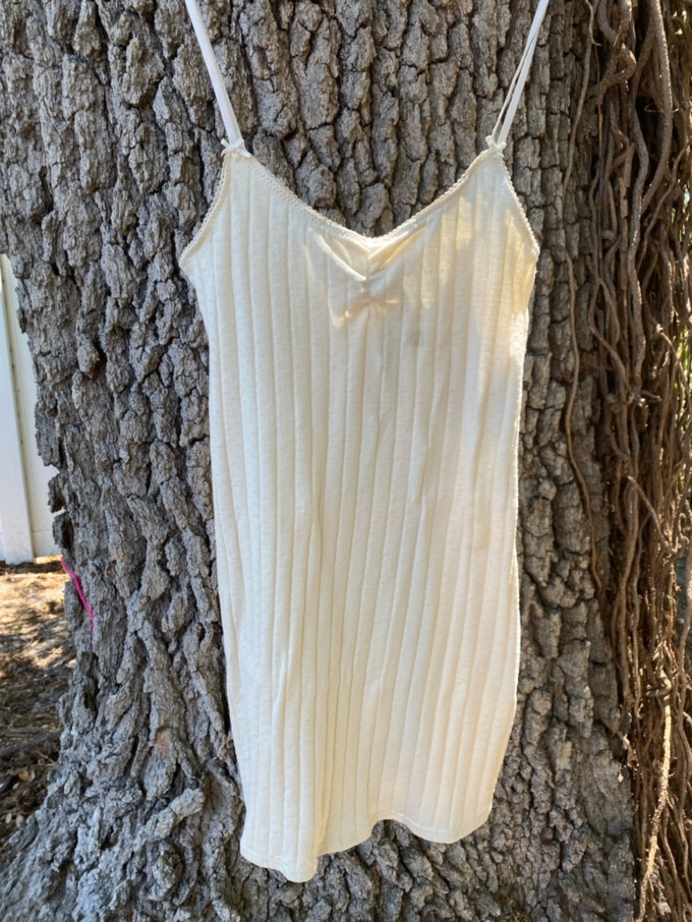 Christy Dawn Cream Ribbed Slip Dress with Adjustable Straps - Picture 8 of 8
